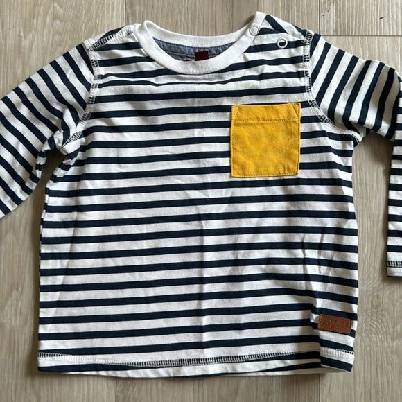 7 For all Mankind Long Sleeve Striped Pocket Tee, Baby 18M - Picture 3 of 5